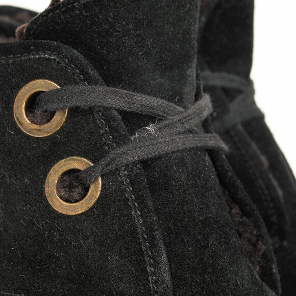 See by Chloe Ethel Black Shearling-Lined Suede Wedge Desert Booties - Picture 7 of 10